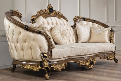 Casa Padrino canapé baroque de luxe or / marron / noir / or - Magnifique canapé de salon avec motif élégant - Mobilier baroque salon & hôtel - Noble & Magnifique