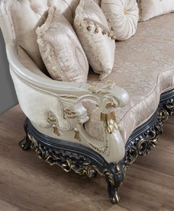 Casa Padrino Luxus Barock Sofa Creme / Beige / Weiß / Grau / Gold - Prunkvolles Wohnzimmer Sofa mit elegantem Muster - Barock Wohnzimmer & Hotel Möbel - Edel & Prunkvoll