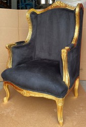 Casa Padrino baroque wing chair black / gold - Handmade antique style living room armchair - Antique style furniture - Baroque living room furniture