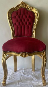 Casa Padrino sedia da pranzo barocco bordeaux rosso / oro - Sedia in stile antico fatta a mano con tessuto in velluto pregiato - Mobili da pranzo barocchi