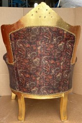 Casa Padrino baroque armchair multicolored / gold - Handmade solid wood living room armchair with faux leather - Antique style living room armchair - Baroque living room furniture