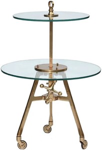 Casa Padrino tavolino a più livelli di lusso ottone Ø 40 x A. 90 cm - Tavolo regolabile in altezza con ruote - Tavolo per gastronomia - Mobili per gastronomia - Mobili per hotel e ristoranti