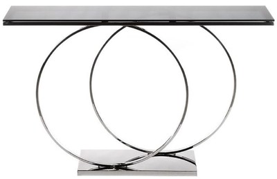 Casa Padrino consola de diseño de lujo plata / negro 150 x 36 x A. 91 cm - Consola de metal con tapa de vidrio - Muebles de salón de diseño de lujo