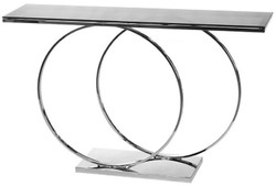 Luxus Designer Metall Konsole Konsolentisch mit Glasplatte Silber Schwarz Luxury Designer Metal Console Table with Glass Top Silver Black