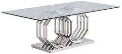 Casa Padrino tavolo da pranzo di lusso argento 220 x 120 x A. 75 cm - Tavolo da pranzo rettangolare in metallo con piano in vetro - Mobili per la sala da pranzo - Mobili di lusso