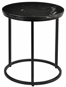 Casa Padrino Luxus Beistelltisch Schwarz Ø 40 x H. 45 cm - Runder Metall Tisch mit Marmorplatte - Wohnzimmer Möbel - Luxus Möbel