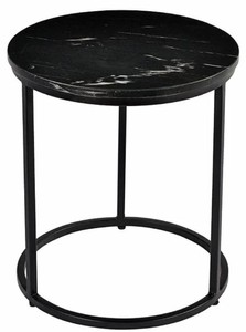 Casa Padrino Luxus Beistelltisch Schwarz Ø 40 x H. 45 cm - Runder Metall Tisch mit Marmorplatte - Wohnzimmer Möbel - Luxus Möbel