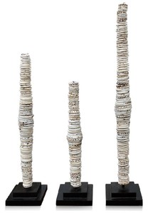 Luxus Deko Muschel Säulen Set Schwarz Luxury Deco Shell Pillars Set