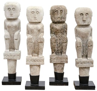 Casa Padrino set di statue in pietra naturale decorative in stile antico di lusso - Sculture in pietra - Figure in pietra - Decorazione soggiorno - Decorazione ufficio - Mobili di lusso