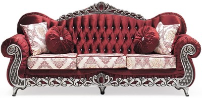 Casa Padrino canapé baroque de luxe bordeaux rouge / crème / argent - Magnifique canapé de salon avec motif élégant et strass - Meuble de salon style baroque - Meuble baroque - Noble & Magnifique