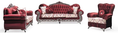 Casa Padrino Luxus Barock Sofa Bordeauxrot / Creme / Silber - Prunkvolles Wohnzimmer Sofa mit elegantem Muster und Glitzersteinen - Wohnzimmer Möbel im Barockstil - Barock Möbel - Edel & Prunkvoll