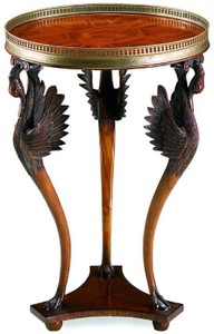 Casa Padrino tavolino Art Nouveau di lusso cigni marrone / nero / ottone Ø 51 x A. 76 cm - Tavolo rotondo in legno massello - Mobili da soggiorno - Mobili Barocchi e Art Nouveau