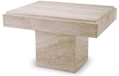 Casa Padrino luxury travertine side table beige 65 x 50.5 x H. 40.5 cm - Natural stone side table - Living room furniture - Travertine furniture - Luxury furniture - Luxury furnishings