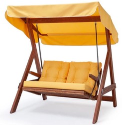 Luxus Gartenschaukel Hollywoodschaukel Schaukel Gelb Braun Luxury Garden Swing Hollywood Swing Yellow Brown 
