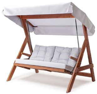 Casa Padrino Luxury Hollywood Swing Light Gray / Brown - Weatherproof Garden Swing with Sun Roof - Garden Furniture - Patio Furniture - Luxury Furniture - Luxury garden furnishings