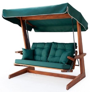 Casa Padrino Luxury Hollywood Swing Green / Brown - Weatherproof Garden Swing with Sun Roof - Garden Furniture - Patio Furniture - Luxury Furniture - Luxury garden furnishings