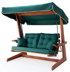 Casa Padrino balançoire Hollywood de luxe vert / marron - Balançoire de jardin avec auvent - Meubles de Jardin - Meubles de Patio - Meubles de Luxe - Ameublement de jardin de luxe