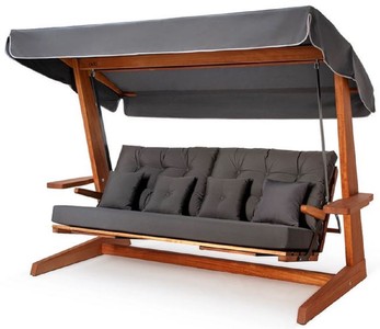 Casa Padrino Luxury Hollywood Swing Anthracite Gray / Brown - Weatherproof Garden Swing with Sun Roof - Garden Furniture - Patio Furniture - Luxury Furniture - Luxury garden furnishings