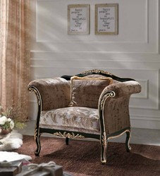 Luxus Barock Wohnzimmer Sessel Braun Grau Schwarz Gold Luxury Baroque Living Room Armchair Brown Gray Black Gold