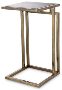 Casa Padrino luxury side table vintage brass / gray 33 x 33 x H. 60 cm - Stainless steel table with glass top - Living room furniture - Luxury furniture - Luxury furnishings - Luxury interior