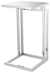 Casa Padrino luxury side table silver / gray 33 x 33 x H. 60 cm - Stainless steel table with glass top - Living room furniture - Luxury furniture - Luxury furnishings - Luxury interior
