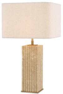 Casa Padrino luxury table lamp beige / antique brass / cream 35 x 35 x H. 63 cm - Travertine desk lamp with square lampshade - Luxury table lamps - Luxury collection