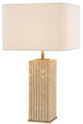 Casa Padrino luxury table lamp beige / antique brass / cream 35 x 35 x H. 63 cm - Travertine desk lamp with square lampshade - Luxury table lamps - Luxury collection