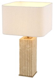 Casa Padrino luxury table lamp beige / antique brass / cream 35 x 35 x H. 63 cm - Travertine desk lamp with square lampshade - Luxury table lamps - Luxury collection