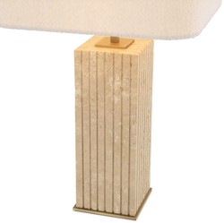 Casa Padrino luxury table lamp beige / antique brass / cream 35 x 35 x H. 63 cm - Travertine desk lamp with square lampshade - Luxury table lamps - Luxury collection