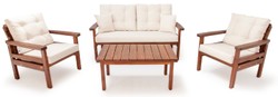Casa Padrino ensemble de jardin de luxe beige / marron foncé - 1 Canapé de Jardin & 2 Fauteuils de Jardin & 1 Table Basse de Jardin - Mobilier de Jardin - Mobilier de Patio - Mobilier de Luxe