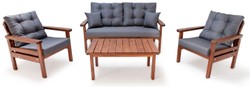 Casa Padrino conjunto de muebles de jardín de lujo antracita / marrón oscuro - 1 Sofá de Jardín y 2 Sillones de Jardín y 1 Mesa de Centro de Jardín - Muebles de jardín y terraza - Muebles de lujo
