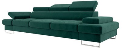 Casa Padrino luxury velvet sofa green / silver 305 x 97 x H. 74-95 cm - Living room sofa with adjustable headrests - Living room furniture - Luxury furniture - Luxury furnishings Casa Padrino luxury velvet sofa green / silver 305 x 97 x H. 74-95 cm - Living room sofa with adjustable headrests - Living room furniture - Luxury furniture - Luxury furnishings
