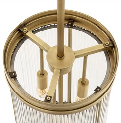 Casa Padrino lampada a sospensione di lusso ottone antico Ø 27,5 x A. 49 cm - Lampada a sospensione con paralume rotondo in vetro - Lampada da soggiorno - Illuminazione di lusso - Qualità di lusso