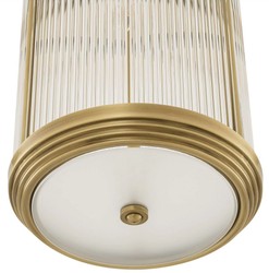 Casa Padrino lampada a sospensione di lusso ottone antico Ø 27,5 x A. 49 cm - Lampada a sospensione con paralume rotondo in vetro - Lampada da soggiorno - Illuminazione di lusso - Qualità di lusso