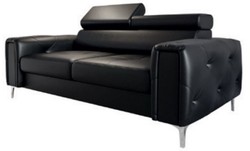 Luxus Leder Naturleder Wohnzimmer Sofa Schwarz Silber Luxury Leather Natural Leather Living Room Sofa Black Silver