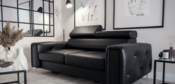 Luxus Leder Naturleder Wohnzimmer Sofa Schwarz Silber Luxury Leather Natural Leather Living Room Sofa Black Silver