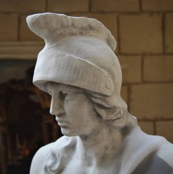 Casa Padrino sculpture de décoration de jardin soldat romain gris H. 146 cm - Figurine de jardin de pierre - Figurine XXL - Sculpture de jardin de pierre - Sculpture XXL - Décoration jardin romain