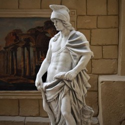 Casa Padrino sculpture de décoration de jardin soldat romain gris H. 146 cm - Figurine de jardin de pierre - Figurine XXL - Sculpture de jardin de pierre - Sculpture XXL - Décoration jardin romain