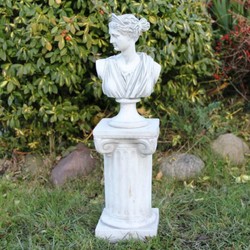 Casa Padrino Art Nouveau Garden Deco Bust Lady White / Gray 25 x 13 x H. 32 cm - Garden Deco Stone Sculpture - Baroque & Art Nouveau Garden Decoration Accessories