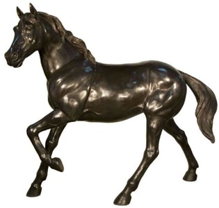 Casa Padrino scultura decorativa in bronzo di lusso cavallo 188 x 64 x A. 157 cm - Enorme scultura in bronzo - Figura animale a grandezza naturale - Figura in bronzo XXL - Scultura da giardino XXL
