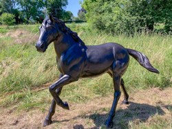Casa Padrino escultura decorativa de bronce de lujo caballo 188 x 64 x A. 157 cm - Enorme escultura de bronce - Figura animal tamaño natural - Figura de bronce XXL - Escultura de jardín XXL