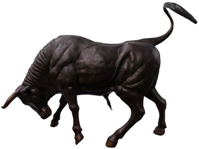 Casa Padrino scultura decorativa in bronzo di lusso toro 230 x 58 x A. 142 cm - Enorme scultura in bronzo - Figura animale a grandezza naturale - Toro in bronzo XXL - Scultura da giardino XXL