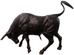 Casa Padrino luxury bronze decorative sculpture bull 230 x 58 x H. 142 cm - Huge bronze sculpture - Life size animal figure - XXL bronze bull figure - XXL garden sculpture - Garden decoration