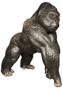Casa Padrino scultura decorativa in bronzo di lusso scimmia gorilla 102 x 147 x A. 152 cm - Enorme scultura in bronzo - Animale a grandezza naturale - Gorilla XXL - Scultura da giardino XXL
