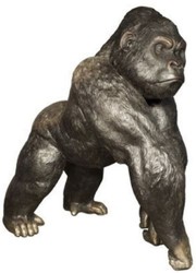 Casa Padrino sculpture décorative en bronze de luxe singe gorille 102 x 147 x H. 152 cm - Immense sculpture en bronze - Figurine animalière grandeur nature - Figurine bronze XXL - Sculpture XXL