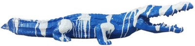 Casa Padrino luxury decorative sculpture crocodile blue / white 108 cm - Weatherproof garden sculpture - XXL decorative sculpture - XXL decorative figure - Animal figure - Garden decoration