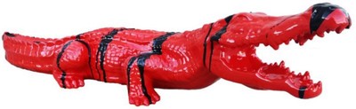 Casa Padrino luxury decorative sculpture crocodile red / black 108 cm - Weatherproof garden sculpture - XXL decorative sculpture - XXL decorative figure - Animal figure - Garden decoration