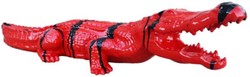 Luxus Designer Deko XXL Krokodil Rot Schwarz Luxury Designer Deco XXL Crocodile Red Black