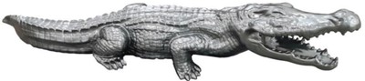 Casa Padrino luxury decorative sculpture crocodile silver 108 cm - Weatherproof garden sculpture - XXL decorative sculpture - XXL decorative figure - XXL Animal figure - Garden decoration