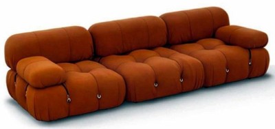 Casa Padrino sofá de lujo de 3 plazas de terciopelo naranja 270 x 90 x A. 68 - Sofá de salón hecho a mano con tejido de terciopelo fino - Muebles de salón - Muebles de lujo - Interior de lujo